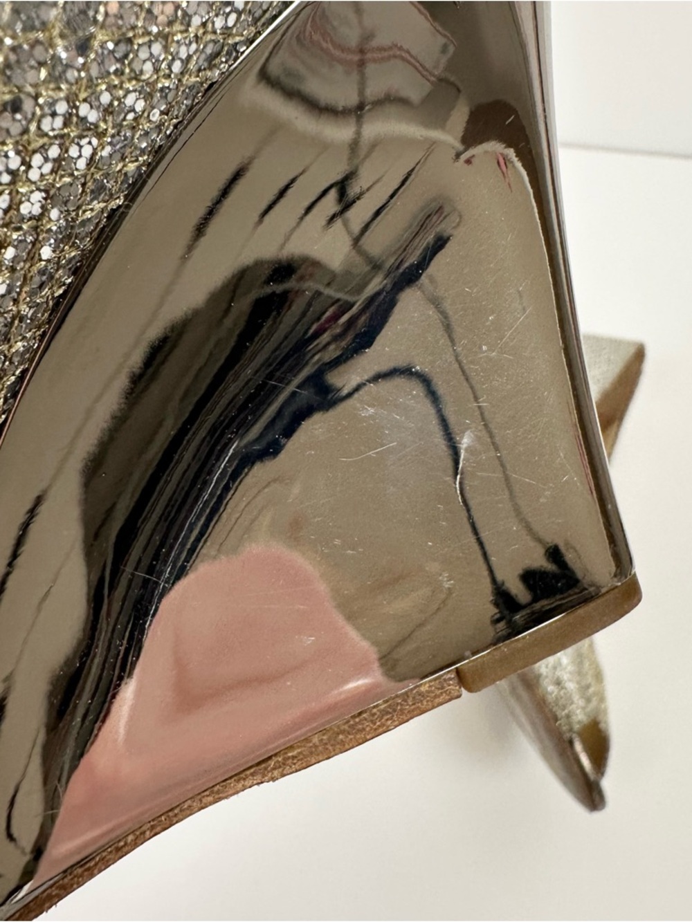 Jimmy Choo Metallic Silver Peep Toe Wedges - Picture 6 of 12